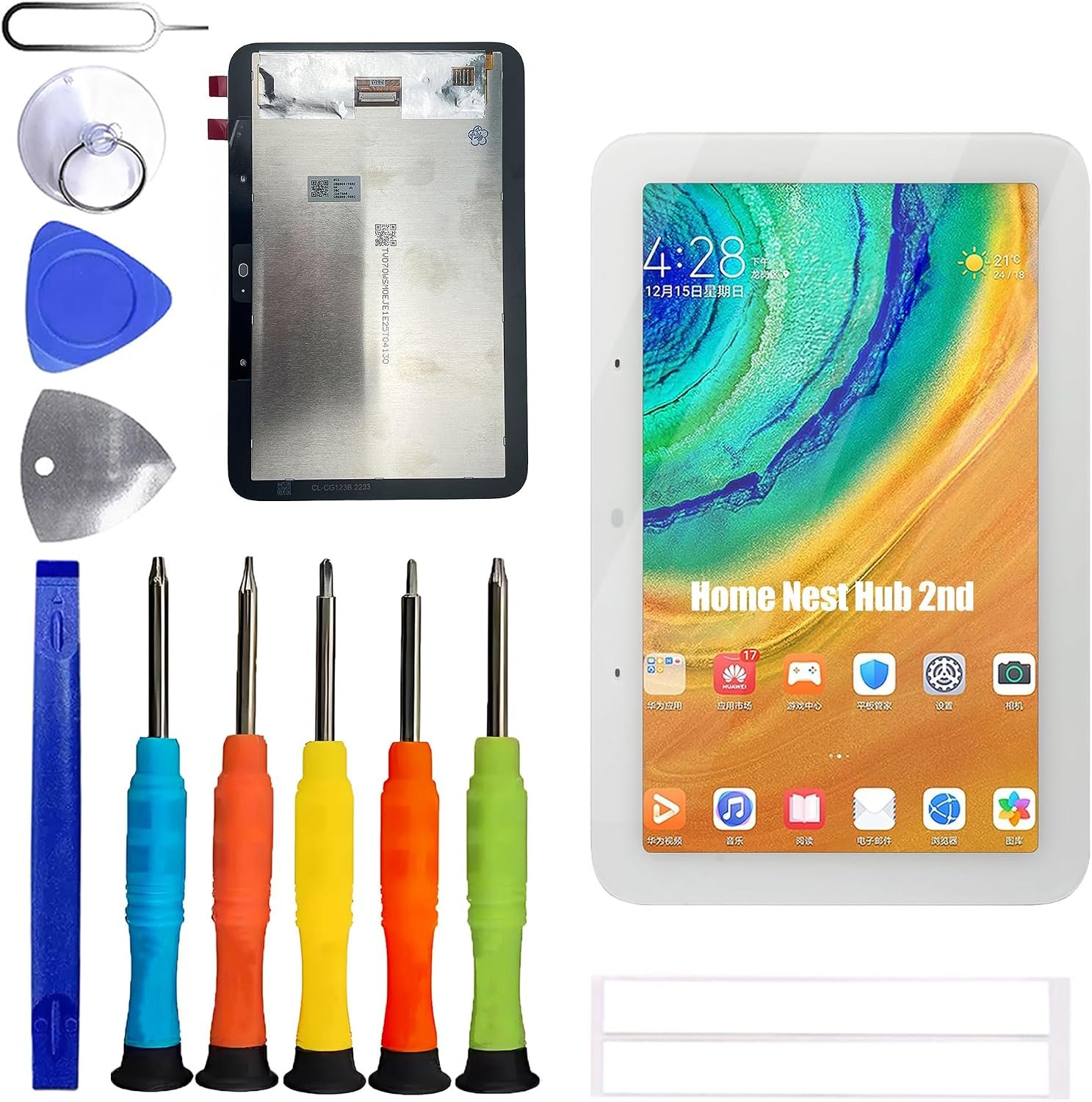 OLED Display [with Fingerprint Function] Compatible with Google Home Nest Hub 2nd [7.0 inch] Screen Touch Digitizer Assembly LCD Display with Repair kit