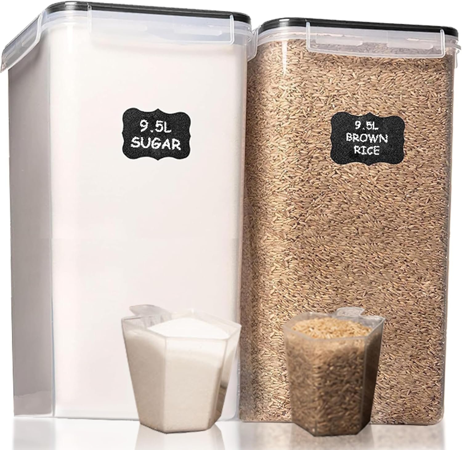 Shazo 2 PC (9.5L | 321 Oz) Extra Large Bulk Food Storage Containers with Airtight Lids for Flour, Sugar, Rice, Cereal & Pasta – Leakproof, BPA-Free Plastic Canisters for Kitchen & Pantry Organization