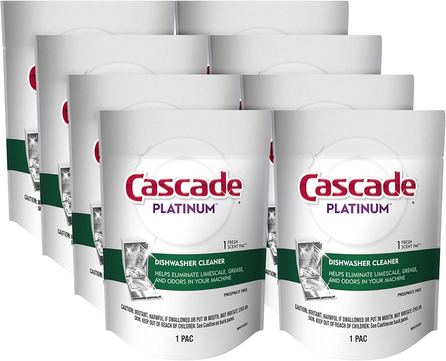 Cascade Platinum Dishwasher Cleaner Pods Fresh Scent, 1 Count (8 Pack)