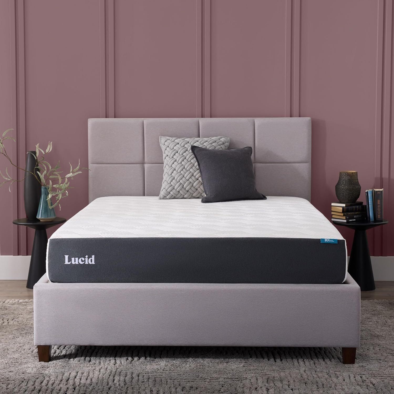 Lucid® 10″ Medium Gel Memory Foam Mattress – Bamboo Charcoal & Cooling Gel – Fiberglass Free – Bed in a Box – CertiPUR-US® Certified – Queen Size