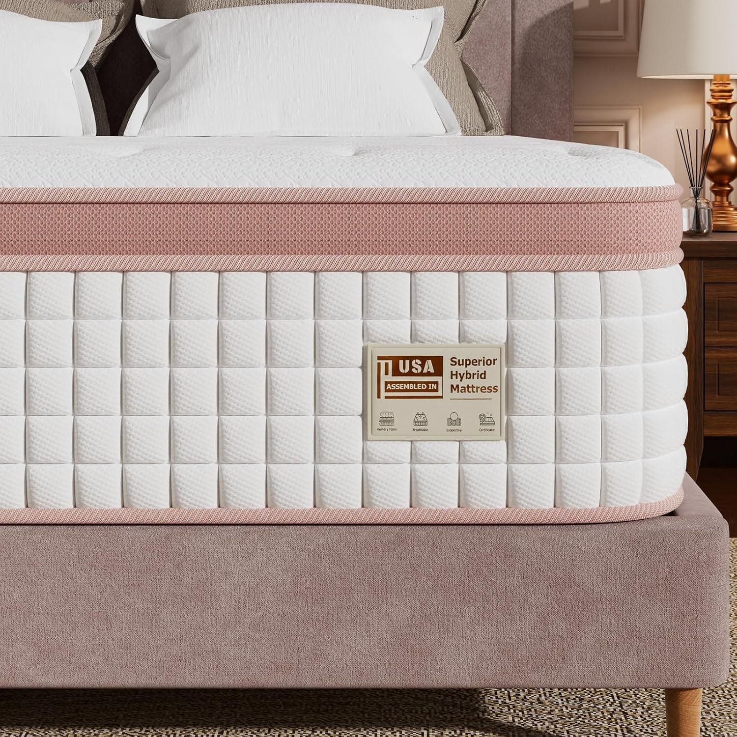 Queen Mattress 14 Inch Extra Firm, Luxury Hybrid Mattress in a Box for Deep Sleep & Lumbar Support, CertiPUR-US & Zero Fiberglass, 365-Night Trial