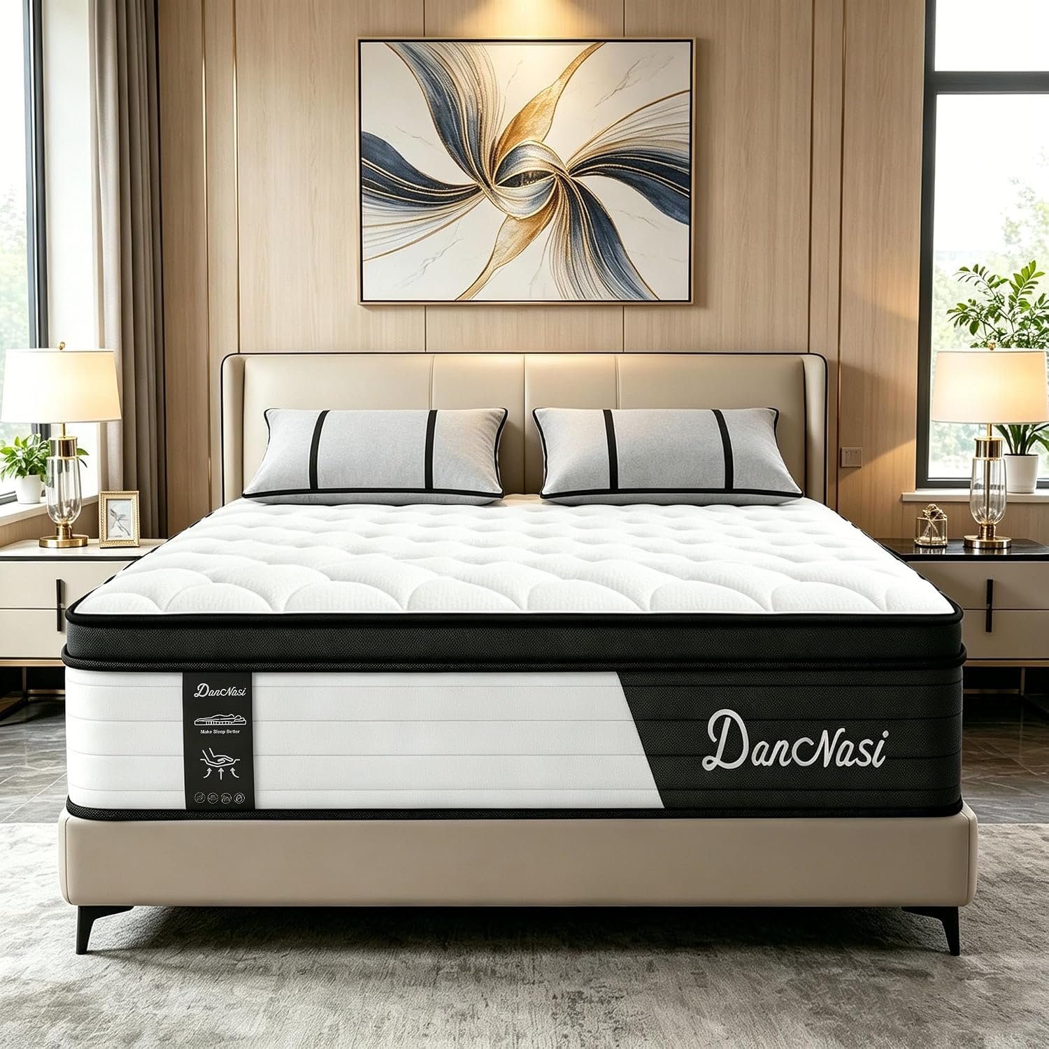 Queen Size Mattress 12 Inch (High-End Upgraded) Hotel-Level Luxury Hybrid Queen Mattress In A Box, Cooling-Gel Memory Foam & Pocket Springs, Medium Plush, Back Pain, Edge Support, 365-Night Trial