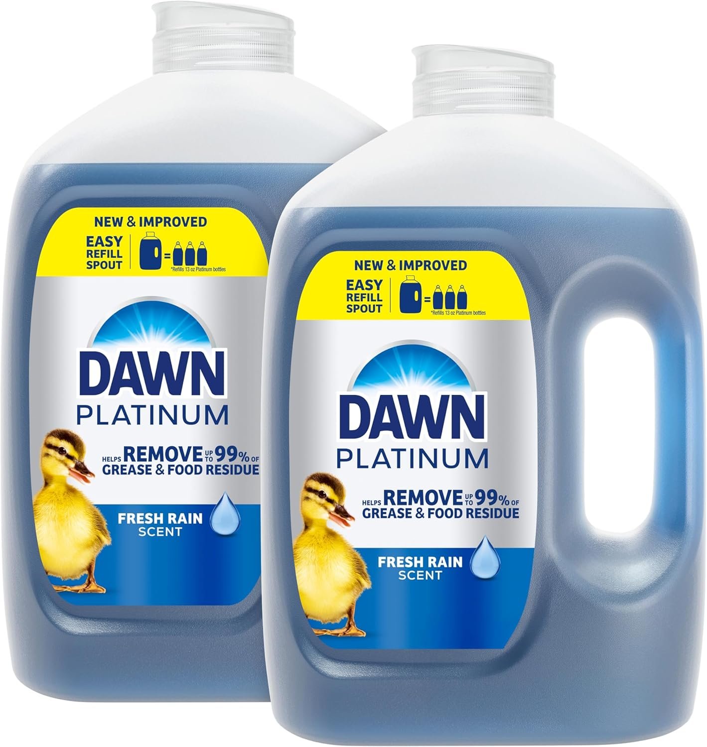 Dawn Platinum Refill Jug Dish Soap, Fresh Rain Scent Liquid Dishwashing Detergent Powerful Dawn Dish Soap for Tough Grease Removal Dishwashing Liquid Value Pack, 51.5 oz (Pack of 2)