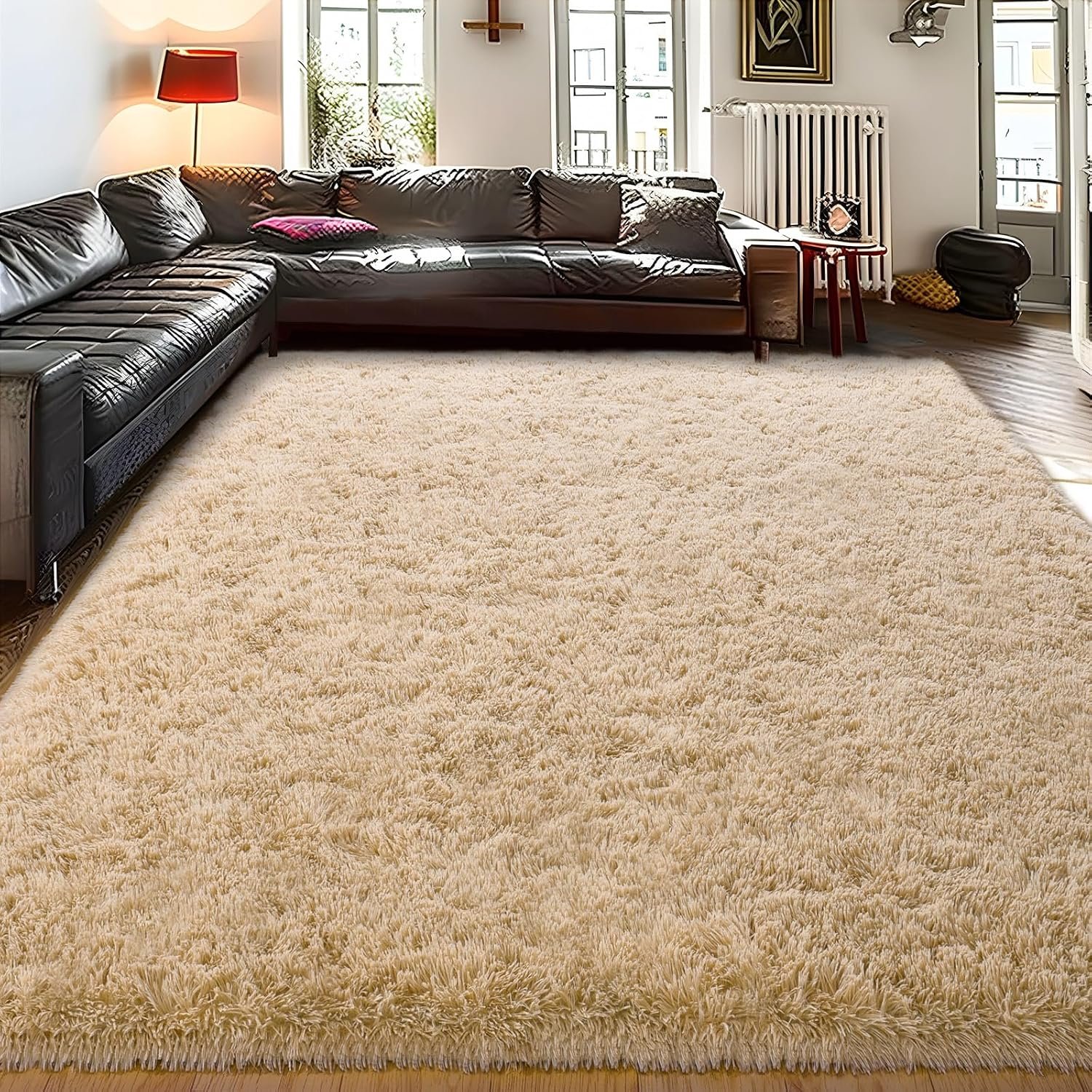 10×14 Large Area Rugs for Living Room, Ultra Soft Beige Big Shag Rug for Bedroom Nursery, Modern Fluffy Plush Carpet for Girls Boys Kids Room Dorm Home Decor, Upgrade Non-Slip