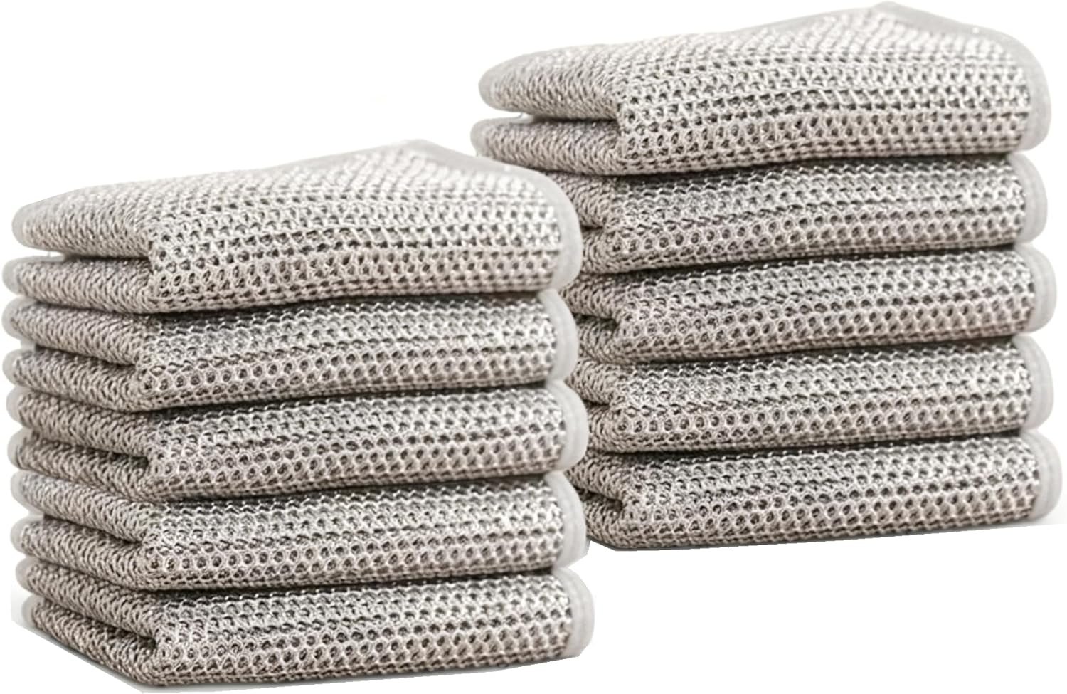 GLOCALL Multipurpose Wire Dishwashing Rags for Wet and Dry, 2024 New Non-Scratch Wire Dishcloth Scrubbing Wire Dishwashing Rag, Reusable Metal Wire Dishwashing Cloth for Home Kitchen Cooktop (10)