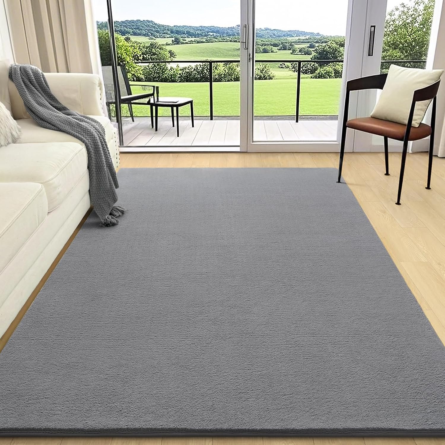 AROGAN 4×6 Feet Shag Area Rugs for Bedroom, Modern Washable Rugs for Living Room, Indoor Floor Carpet, Plush Memory Foam Bedside Rugs for Kids Girls Teens Room Low Pile Rug Decor, Grey