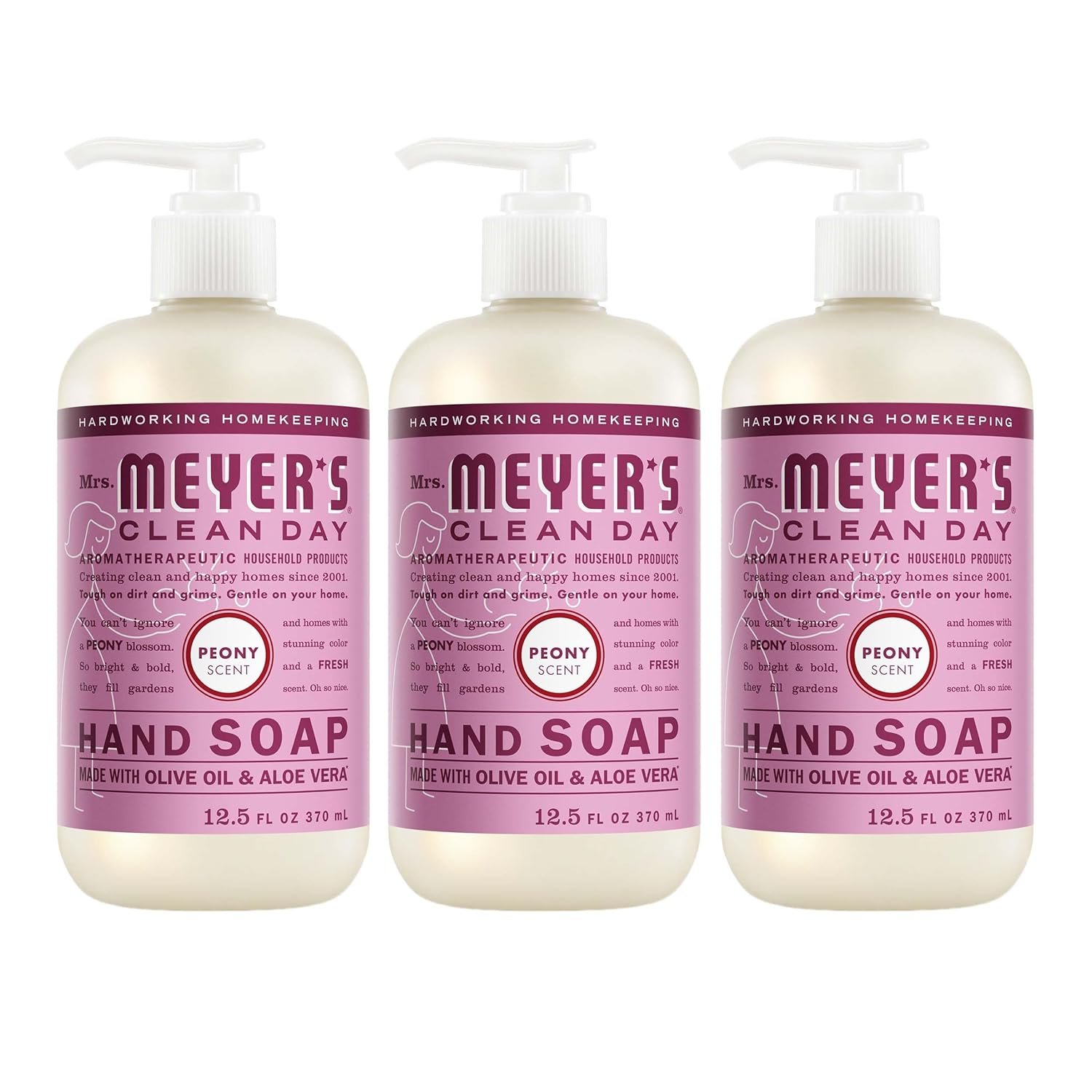 MRS. MEYER’S CLEAN DAY Hand Soap, Peony Scent, 12.5 Fl Oz Bottle – 3 Pack