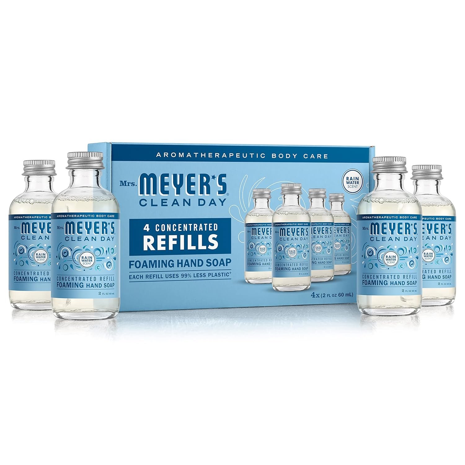 MRS. MEYER’S CLEAN DAY Foaming Hand Soap Concentrated Refills, 4 Concentrated Refills (2 Fl. Oz each), Rain Water Scent, Makes 40 Fl. Oz. of Foaming Soap Total
