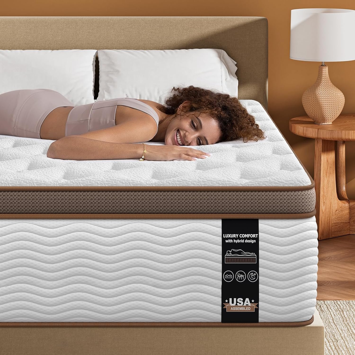 BedStory Queen Mattress 14 Inch – Firm Hybrid Mattress with Orthopedic Spinal Support for Back Pain – 2.0mm Advanced Pocket Spring and Motion Isolation Technology, CertiPUR-US Certified
