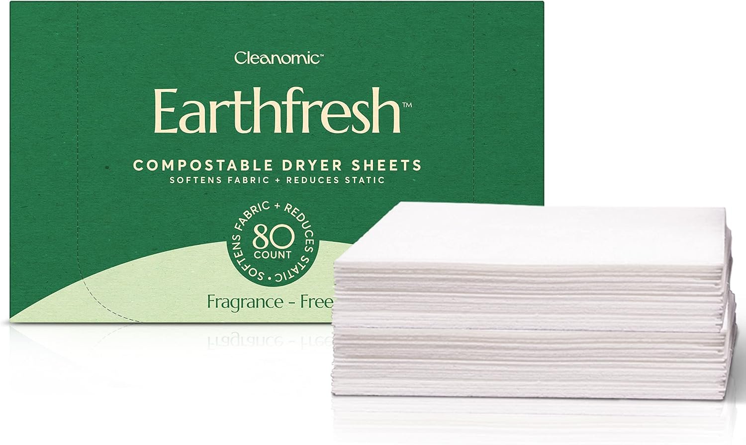 Cleanomic Earthfresh Fabric Softener Sheets Dryer Sheets, Softens & Removes Static Cling, Vegan Laundry Softener With Essential Oils -Fragrance Free