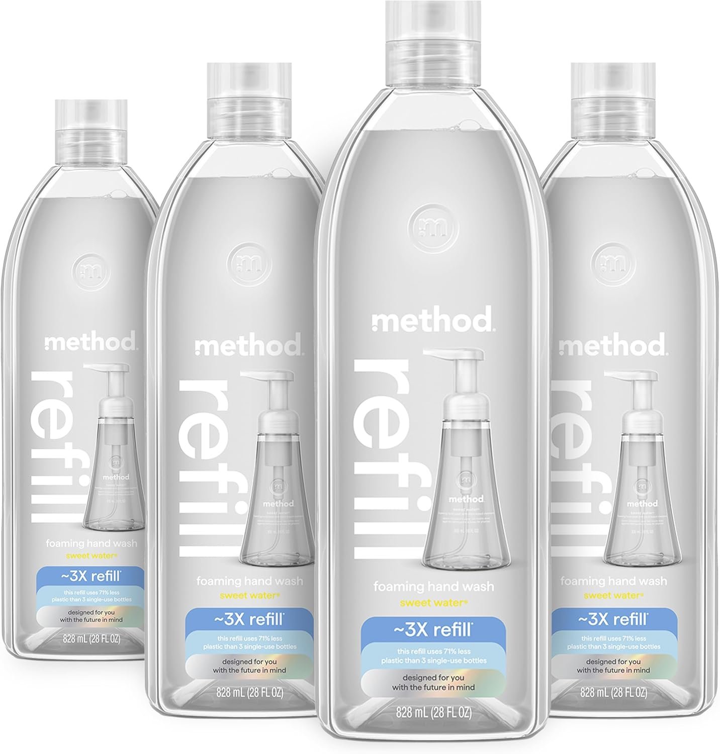 Method Foaming Hand Wash Refill, Sweet Water, 28 oz (Pack of 4) (Packaging May Vary)