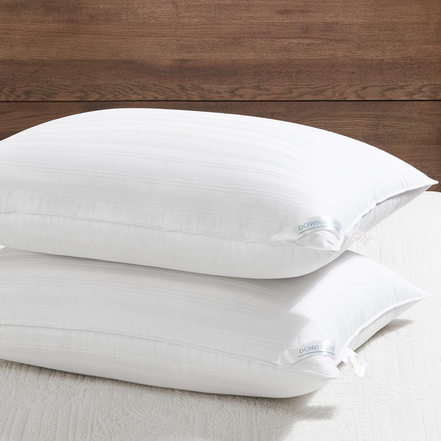 downluxe Down Alternative Pillows Standard Size Set of 2 – Hotel Collection Soft Bed Pillows for Sleeping, Perfect for Side, Back and Stomach Sleepers, 20 X 26