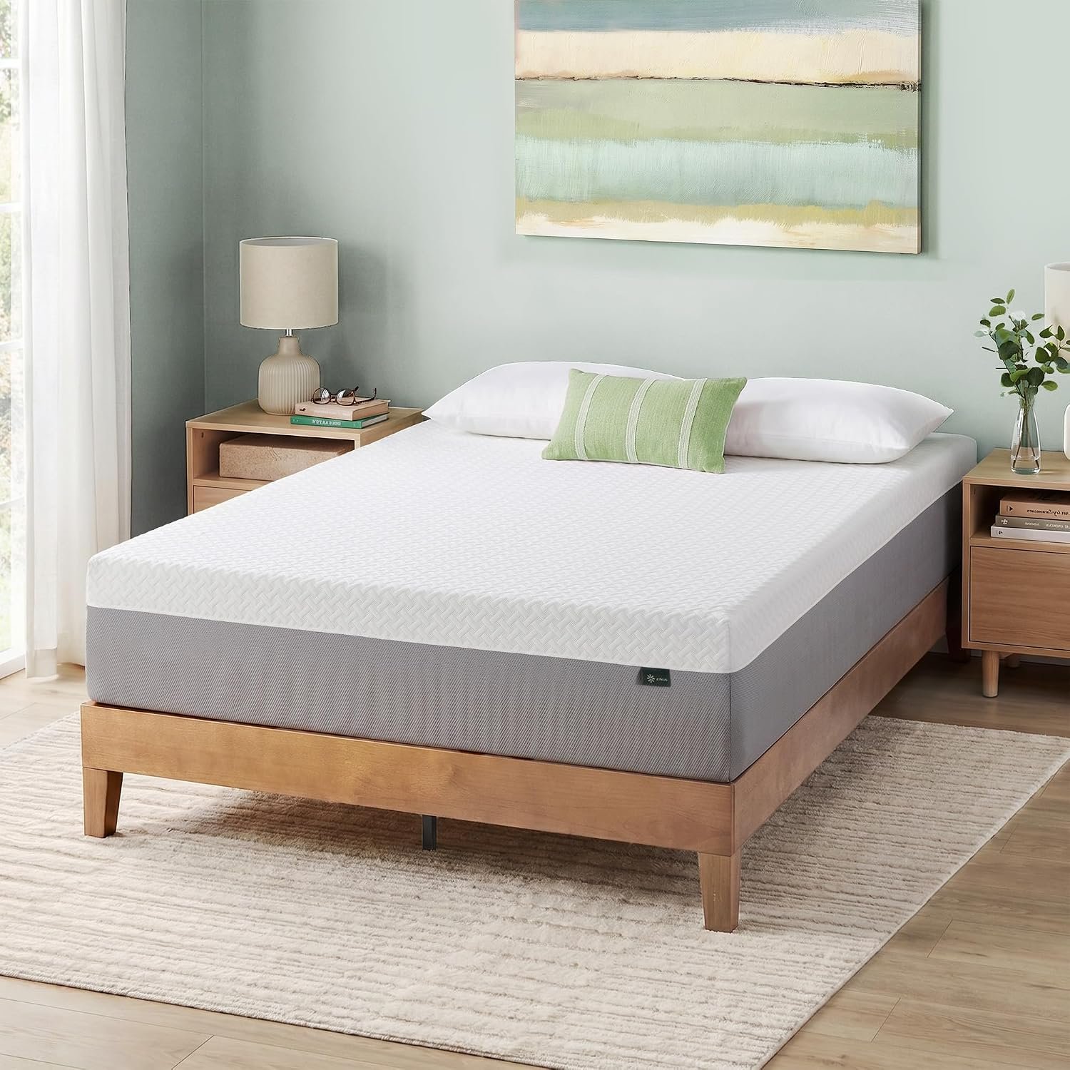Zinus 12 Inch Green Tea Essential Memory Foam Mattress [New Version], Queen, Fiberglass Free, Medium Feel, Breathable Airflow Memory Foam, Certified Safe Foams & Fabric, Mattress in A Box