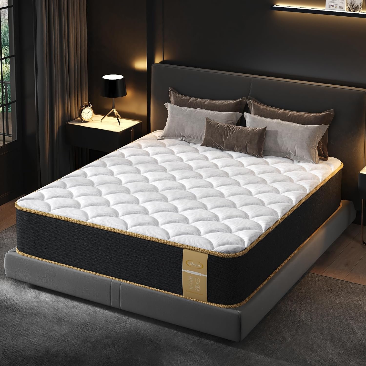 LETMOON Luxury Full Size Mattress 10 Inch, Hotel Level Hybrid Mattress Full Size Bed in a Box, Gel Memory Foam & 7-Zone Ergonomics Targeted Support, CertiPUR-US, Teens, Singles, Guest Room, 365-Trials