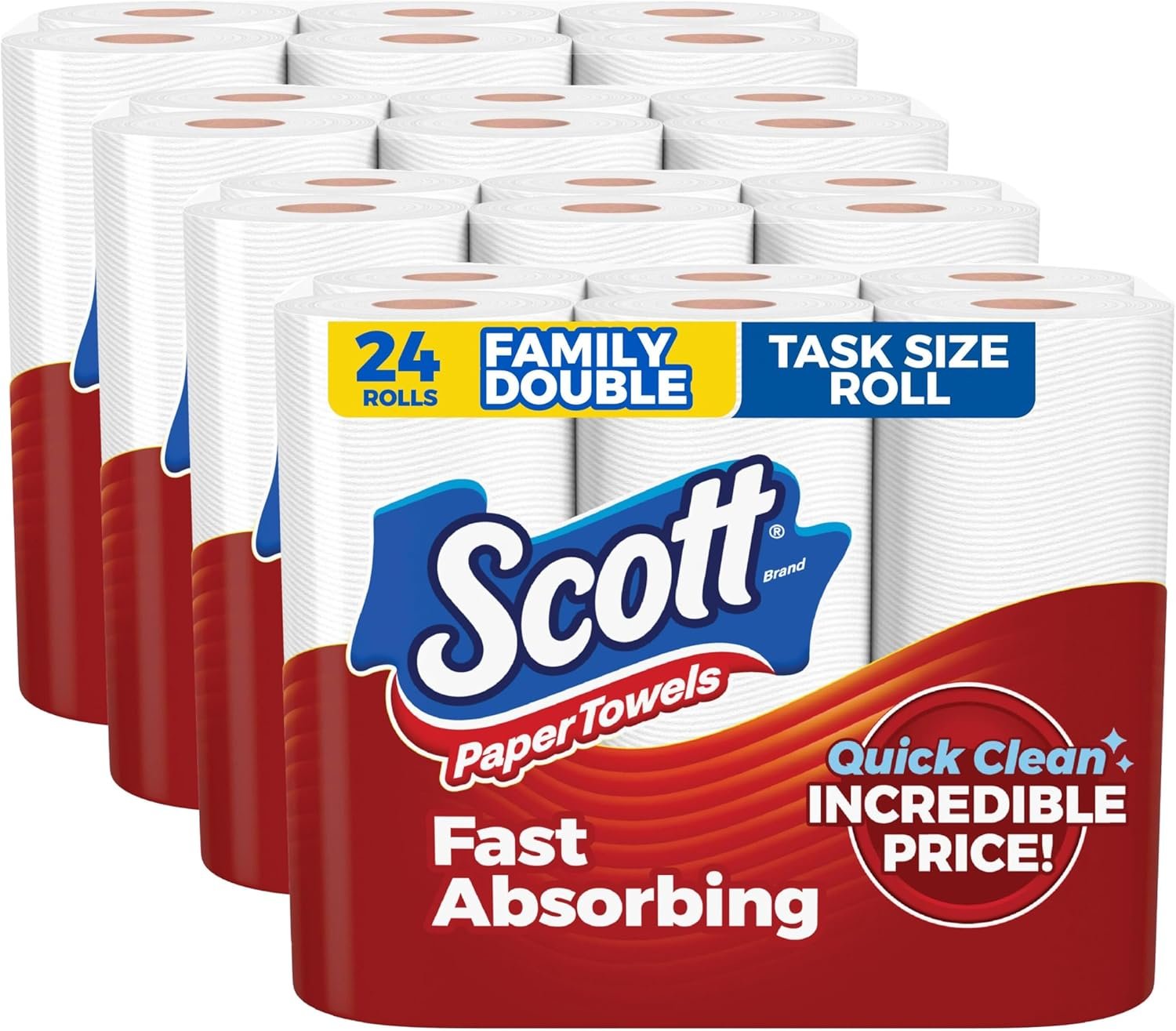 Scott Paper Towels, Task Size, 24 Family Double Rolls (119 Sheets Per Roll)