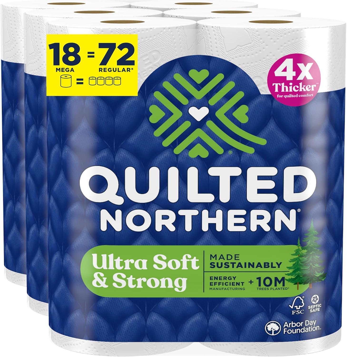 Quilted Northern Ultra Soft & Strong Toilet Paper, 18 Mega Rolls = 72 Regular Rolls, 5X Stronger*, Premium Soft Toilet Tissue