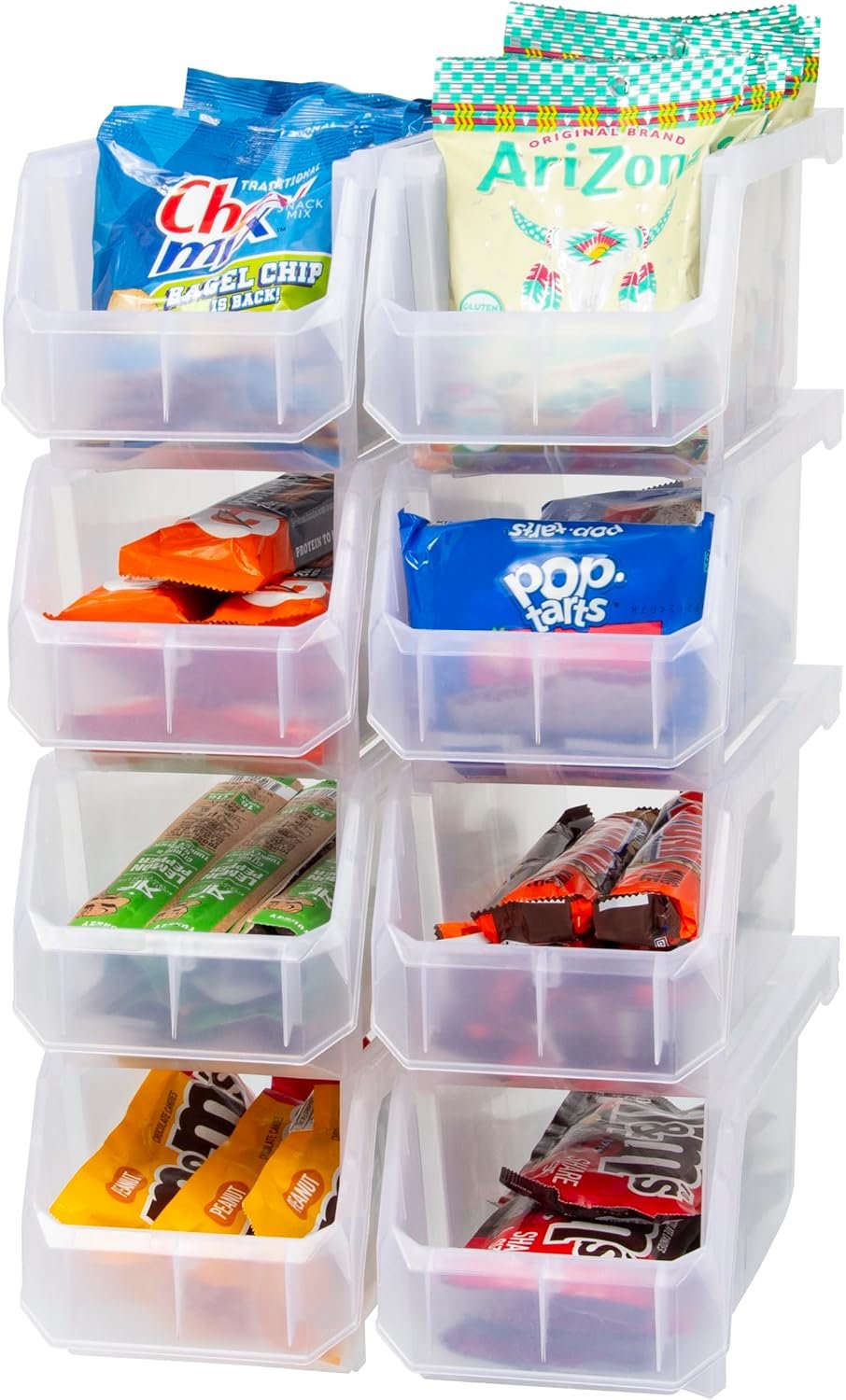 ReadySpace Medium Plastic Storage Bins, Stackable Organizer Containers for Closet Pantry Shelf Garage and Office Organization, Clear, 8 Pack