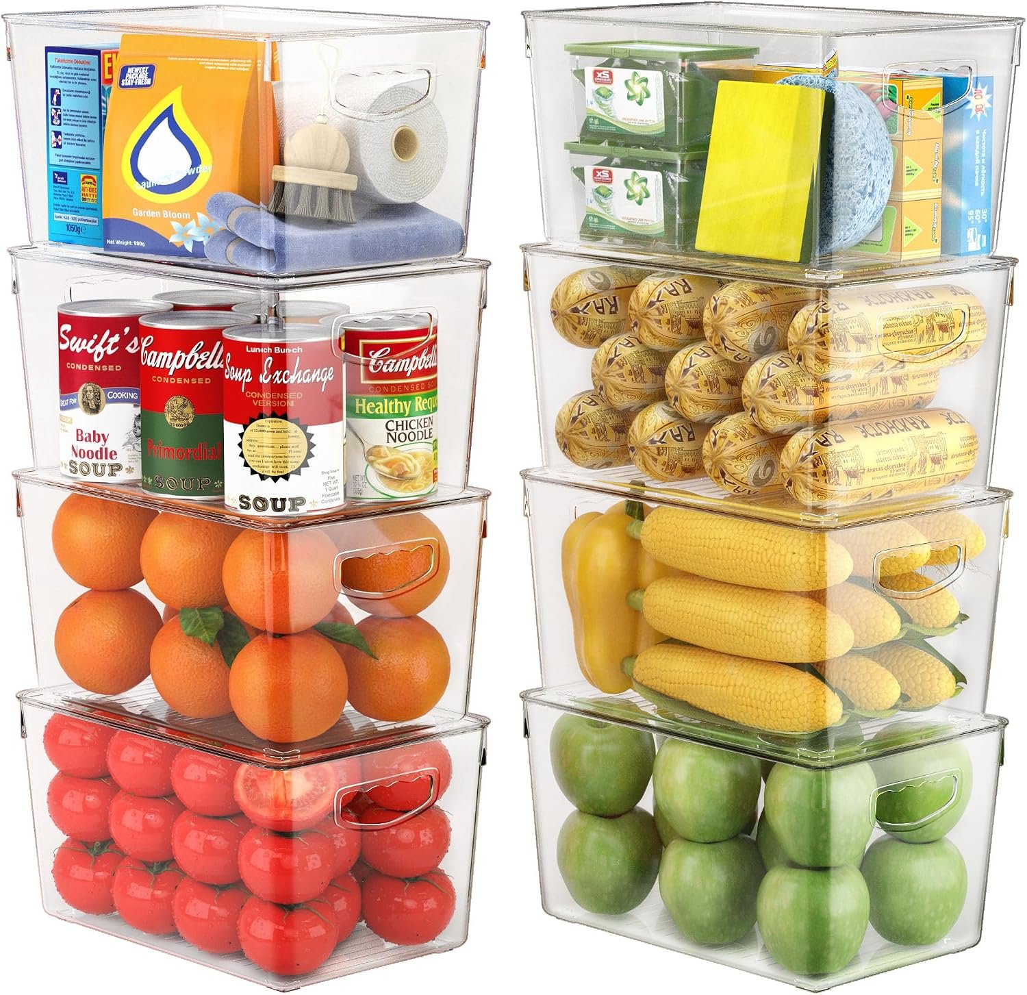 theaoo Clear Storage Bins with Lids Stackable – Large Plastic Containers for Pantry Organization and Storage – Perfect for kitchen,Fridge,Laundry Room,Bathroom,Garage,Closet,Cabinet Organizer – 8 Pack