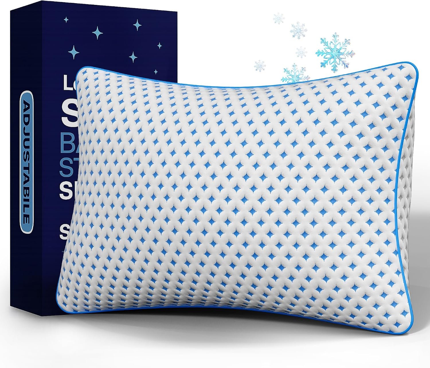 Memory Foam Pillow – Adjustable Loft Cooling Pillow Standard Size 1 Pack for Sleeping, Firm, Supportive, and Breathable Design for Hot, Side, Back, and Stomach Sleepers