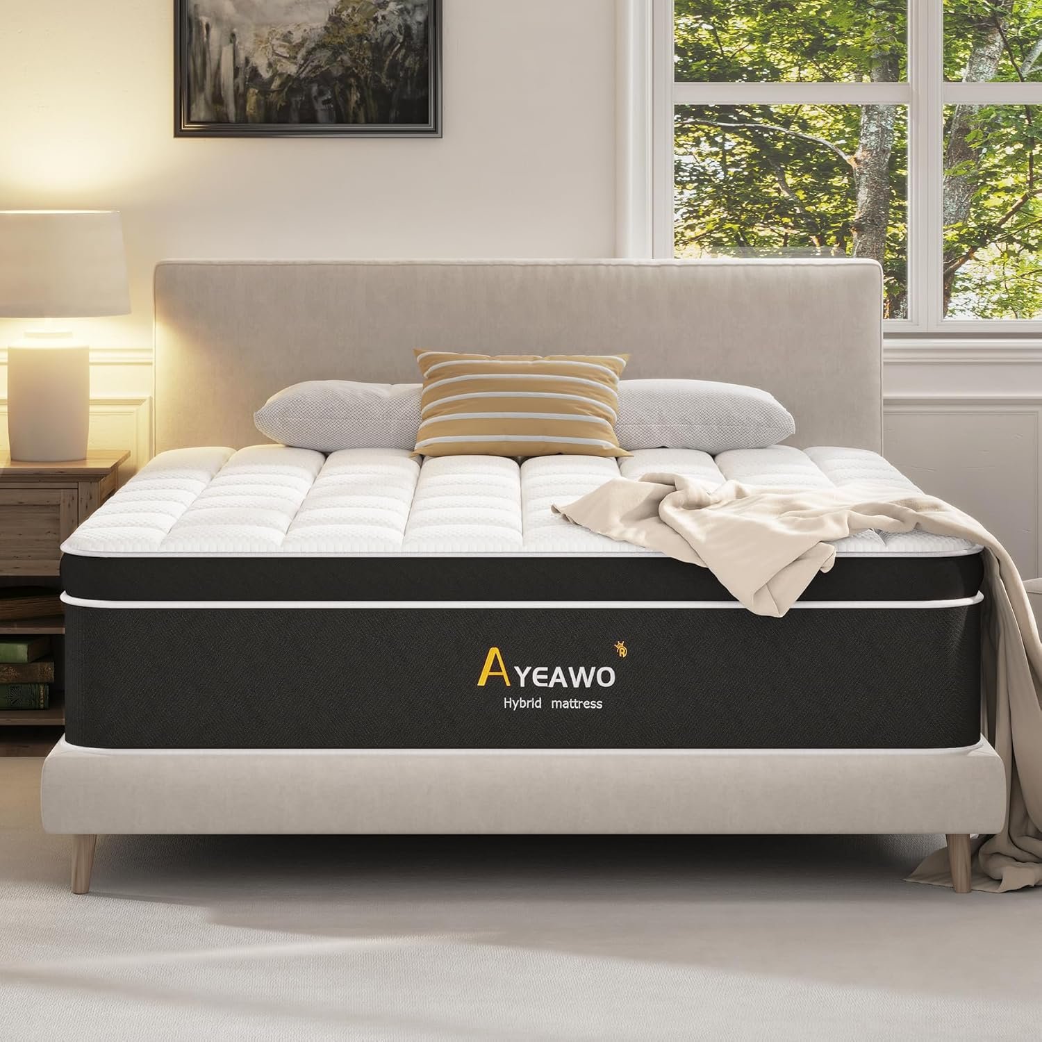 Premier 14 Inch Queen Mattress, Hybrid Mattress Queen Size Bed in a Box with Gel Memory Foam & Pocket Springs, 365-Night Trial, Pressure & Back Pain Relief, Motion Isolation, Medium Firm Feel