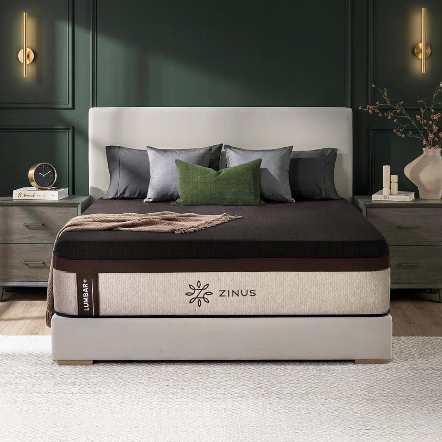 Zinus Lumbar+ Premium Memory Foam Mattress – 14 Inch, Queen, Lumbar Support, Targeted Pressure Relief, Cooling Gel & Green Tea, Fiberglass Free, Medium Firm, CertiPUR-US & Oeko-TEX Certified