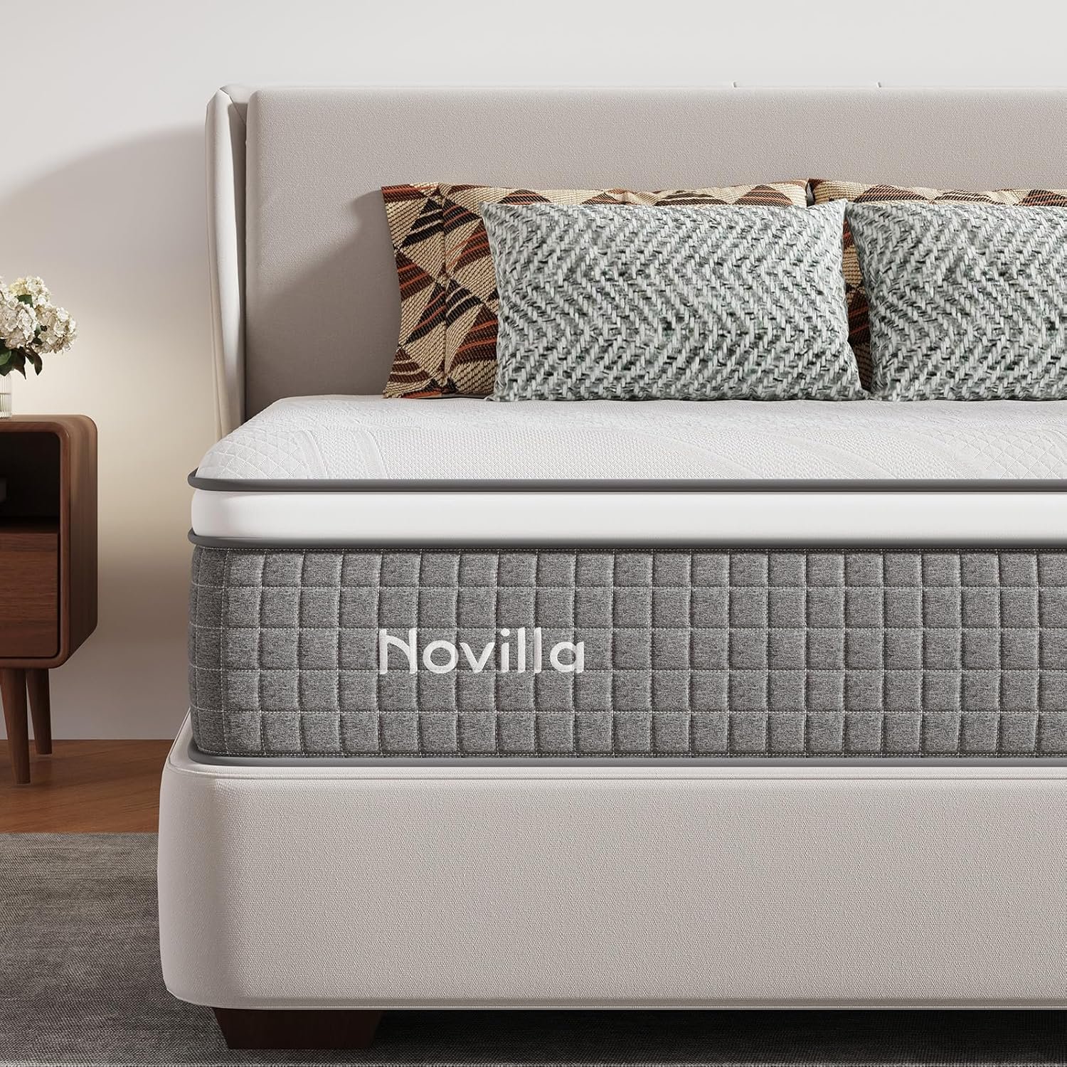 Novilla Twin Mattress 10 Inch,Twin Size Hybrid Mattress with Individually Wrapped Coils, Cool-Touch Nylon Cover & Cooling Gel Memory Foam for Spinal Alignment Mattresses in a Box CertiPUR-US Certified