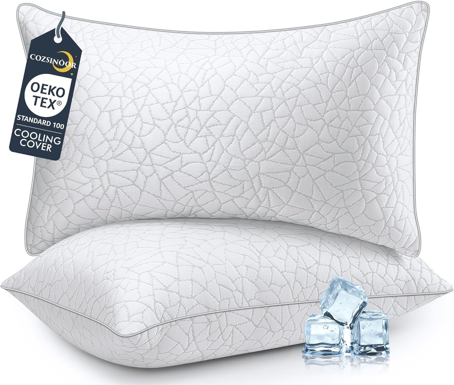 COZSINOOR Bed Pillows Queen Size – Breathable Premium Down Alternative Pillows Set of 2 for Side, Back, and Stomach Sleepers Cooling Hotel Quality Fluffy Soft Microfiber Fill Skin-Friendly