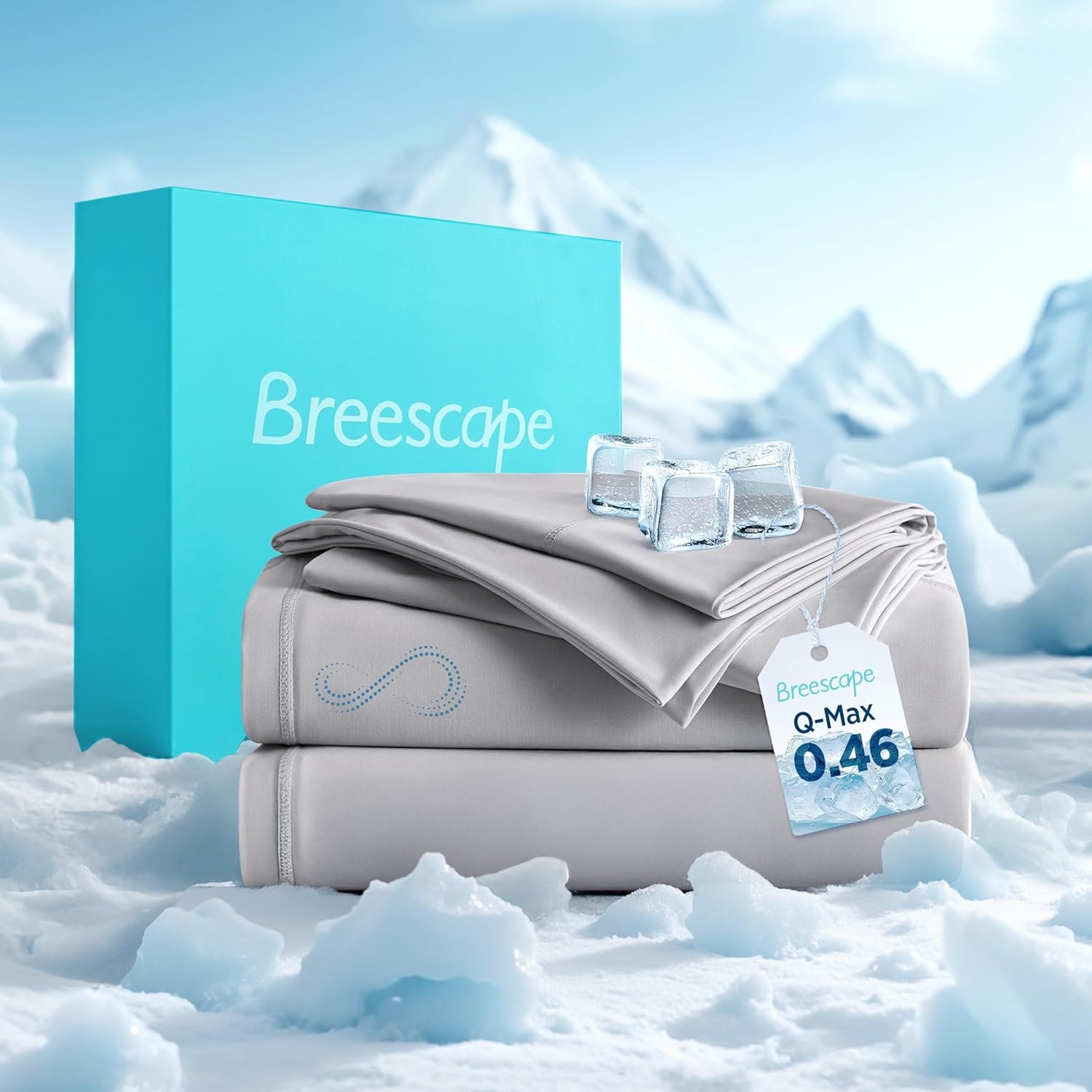 Breescape Cooling Sheets King Size – BlendTek Dry & Cool Technology Cooling Bed Sheets for Hot Sleepers and Night Sweats, Q-Max>0.46 Tech King Sheet Set, Deep Pocket Up to 18″, Misty Gray