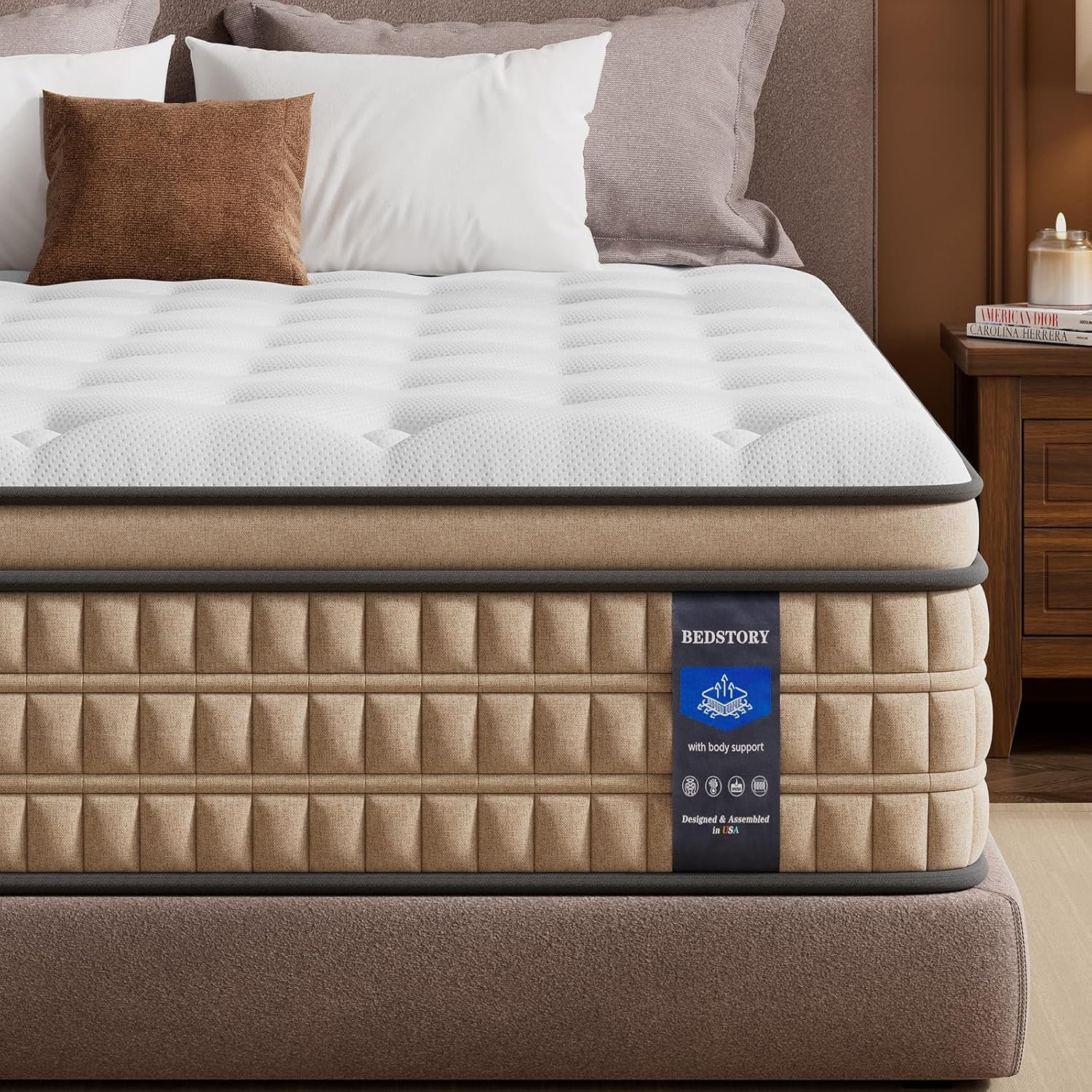 BedStory 14 inch Medium Firm Queen Mattress – Pain-Relieving Hybrid Mattress for Extra Lumbar & Hip Support – Queen Bed in a Box – 365-Night Trial – No Odor, Fiberglass-Free, CertiPUR-US Certified