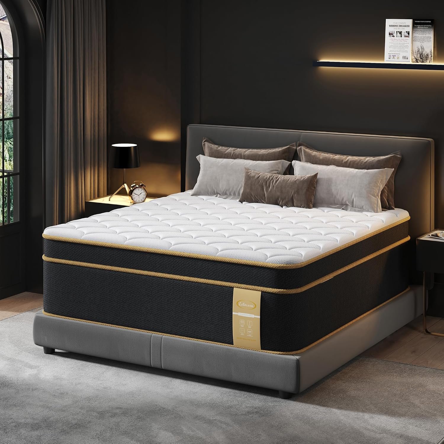LETMOON Queen Mattress 16 Inch, Premium Hotel Luxury Hybrid Mattress Queen Size in a Box, Cooling Gel Memory Foam & 7-Zone Support Pocket Springs, Relieve Back & Hip Pain, Fiberglass-Free, CertiPUR-US