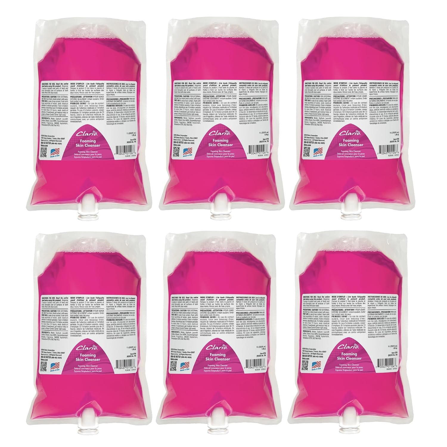 Betco® Clario® Foaming Skin Cleanser, 1,000 mL, Case Of 6