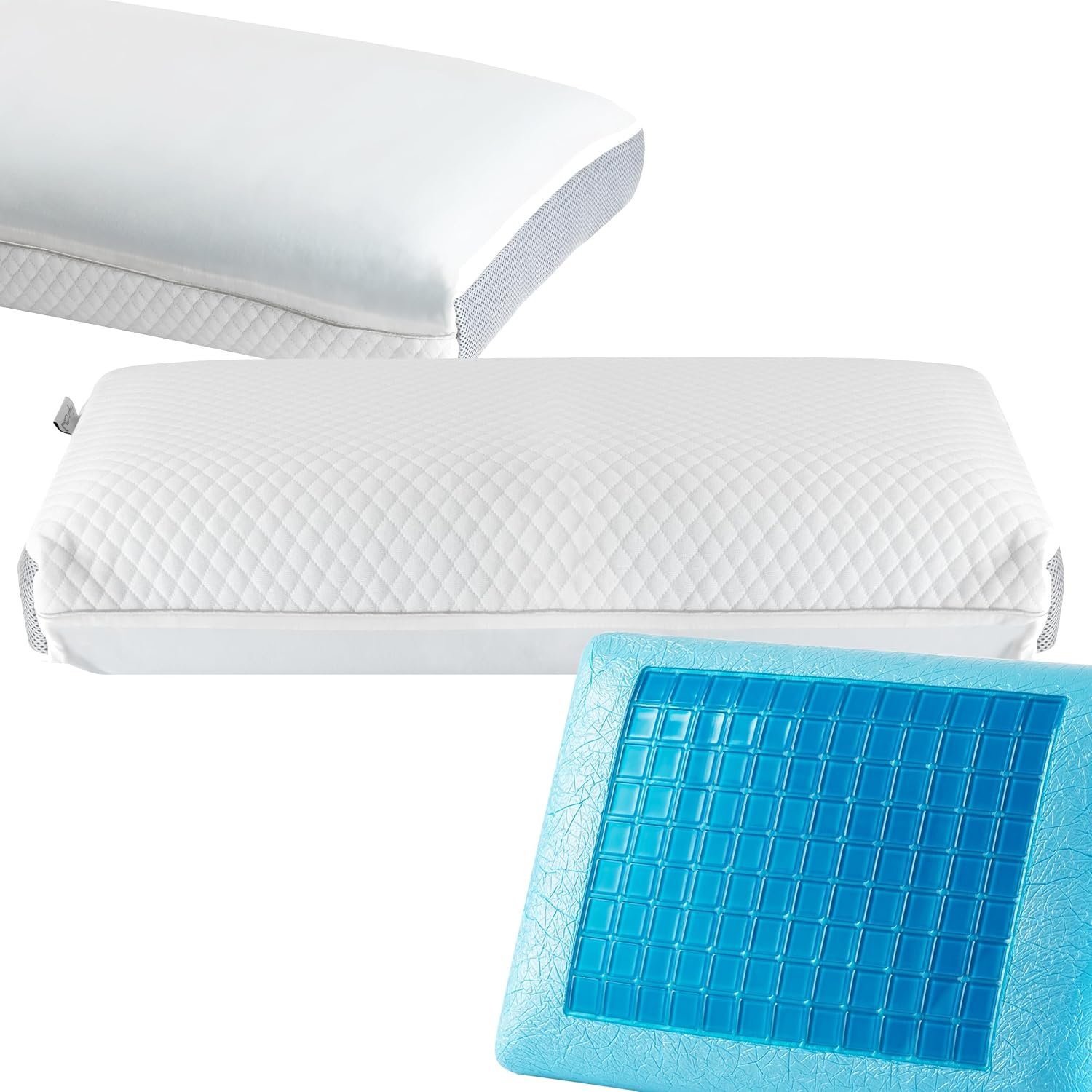 Perfect Cloud GelZone Gel Memory Foam Pillow, Medium-Loft (Standard) | Memory foam pillow with a cooling, breathable design and balanced medium loft for back, side, and combination sleepers.