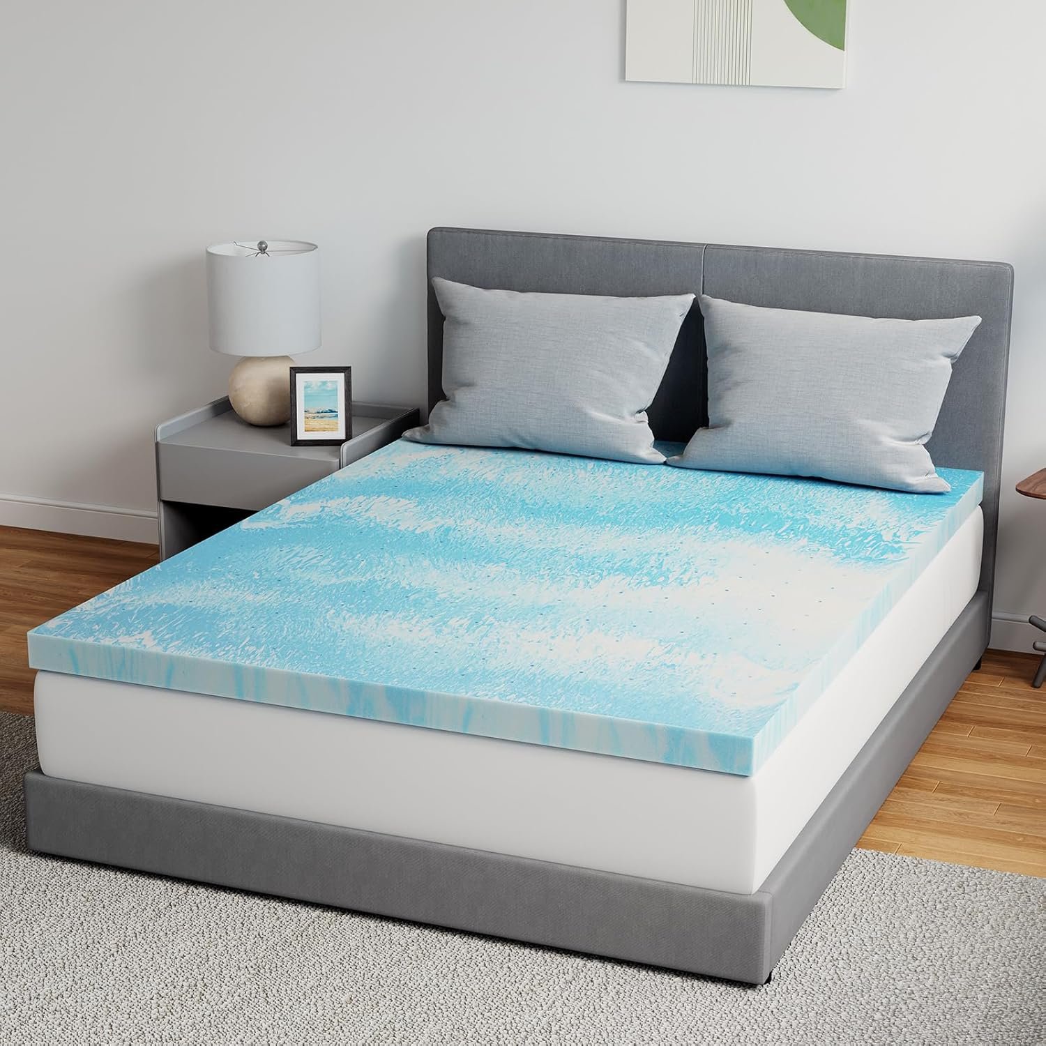 Novilla Memory Foam Mattress Topper Queen – 2 Inch Cooling Gel Infused Memory Foam | Slow-Rebound Pressure Relief | CertiPUR Certified | Comfort for Sleeper Sofa, RV, Camper, Dorm Room