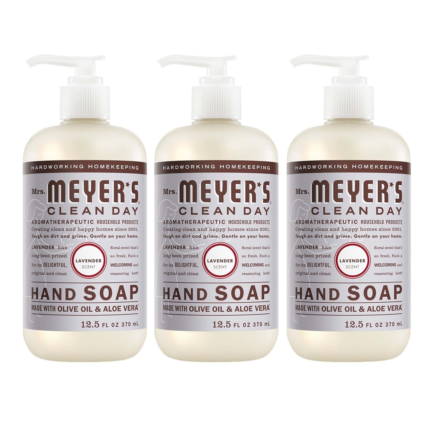 MRS. MEYER’S CLEAN DAY Hand Soap, Lavender Scent, 12.5 Fl Oz Bottle – 3 Pack