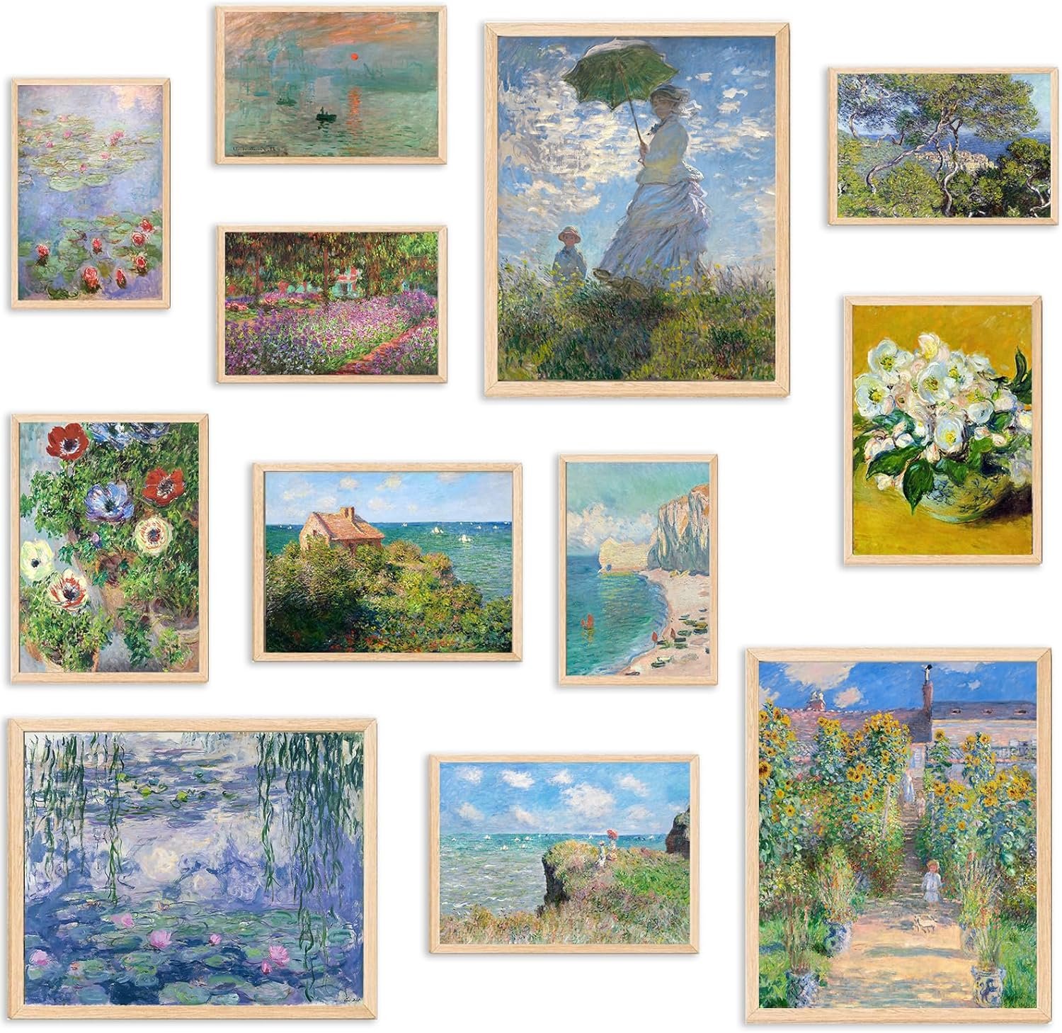 KBKBART Claude Monet Eclectic Wall Art, Monet Prints for Wall Decor, Eclectic Home Decor Canvas Impressionist Painting, Monet Water Lilies Exhibition Poster for Room Aesthetic, Classic Monet Gallery Art Prints Maximalist Decor – UNFRAMED