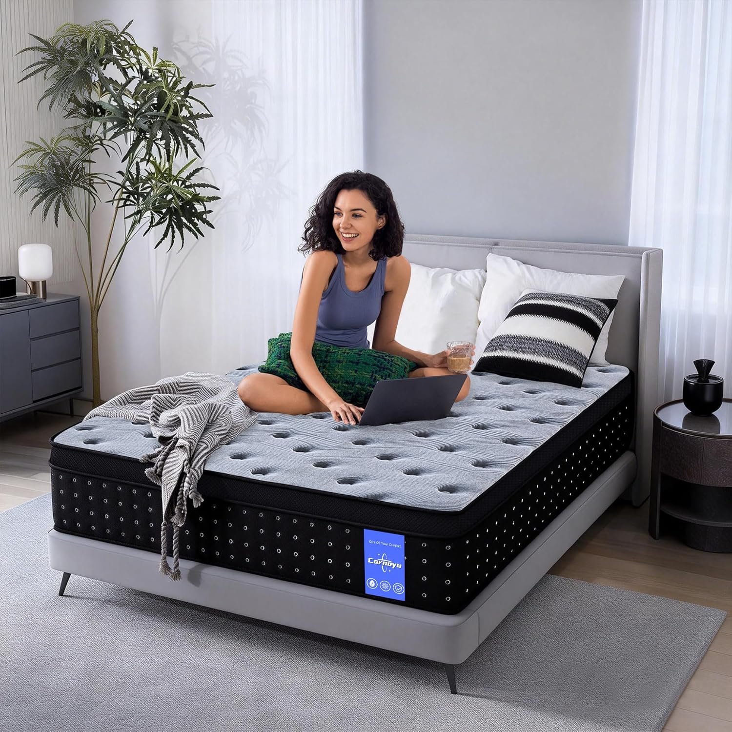 Full Size Mattress, 12 Inch Medium Firm Hybrid Mattress in a Box, Gel Memory Foam & Individually Pocketed Coils, Pressure Relief & Motion Isolation, Fiberglass-Free, CertiPUR-US Certified