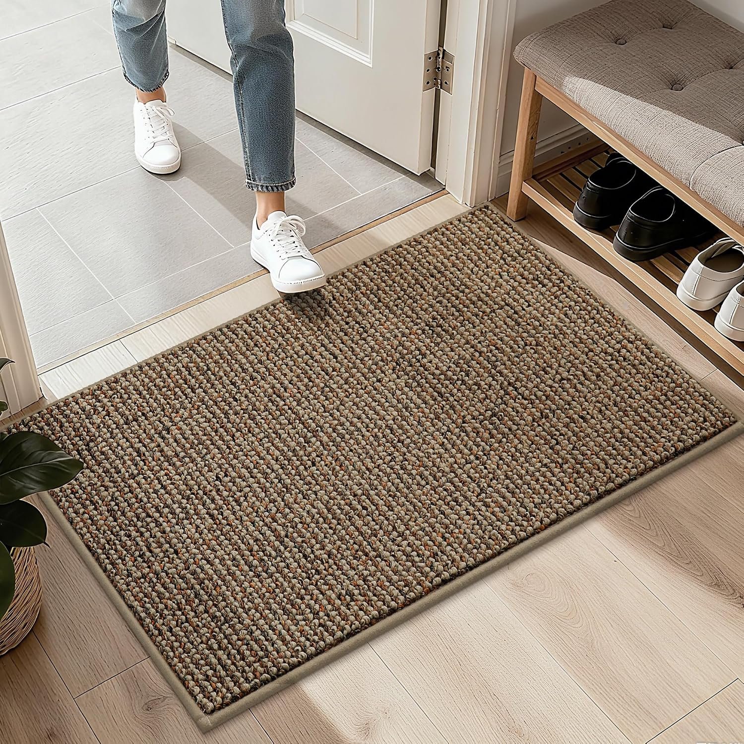 BEQHAUSE 2×3 Entryway Rug Indoor Door Mat Non-Slip Washable, Hallway Rugs Absorbent & Stain Resistant Hall Carpet Runner Rugs for Entryway, Front Door Floor Mats Laundry Room Rugs for Entry, Taupe