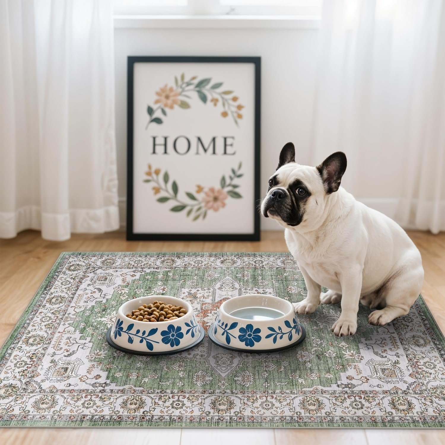 RUUGME Washable 2×3 Area Rugs – Non Slip Rug for Living Room Stain Resistant Carpet Vintage Tribal Rugs for Bedroom Kitchen Bathroom with Non Slip Backing Home Decor Floor Decoration Mat 2×3 Sage