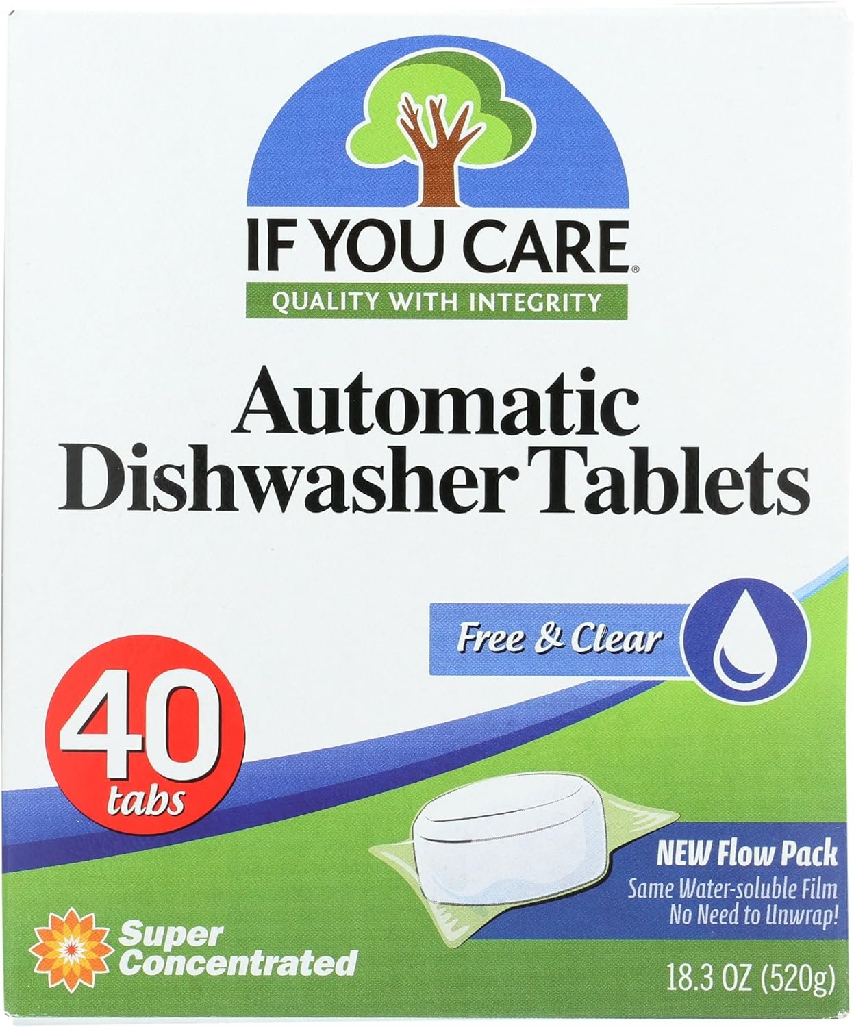 If You Care Dishwasher Tablets 40 Count – Powerful, Plant Based, Concentrated, Biodegradable, Natural Dish Cleaner Detergent, Dishwashing Soap Tabs
