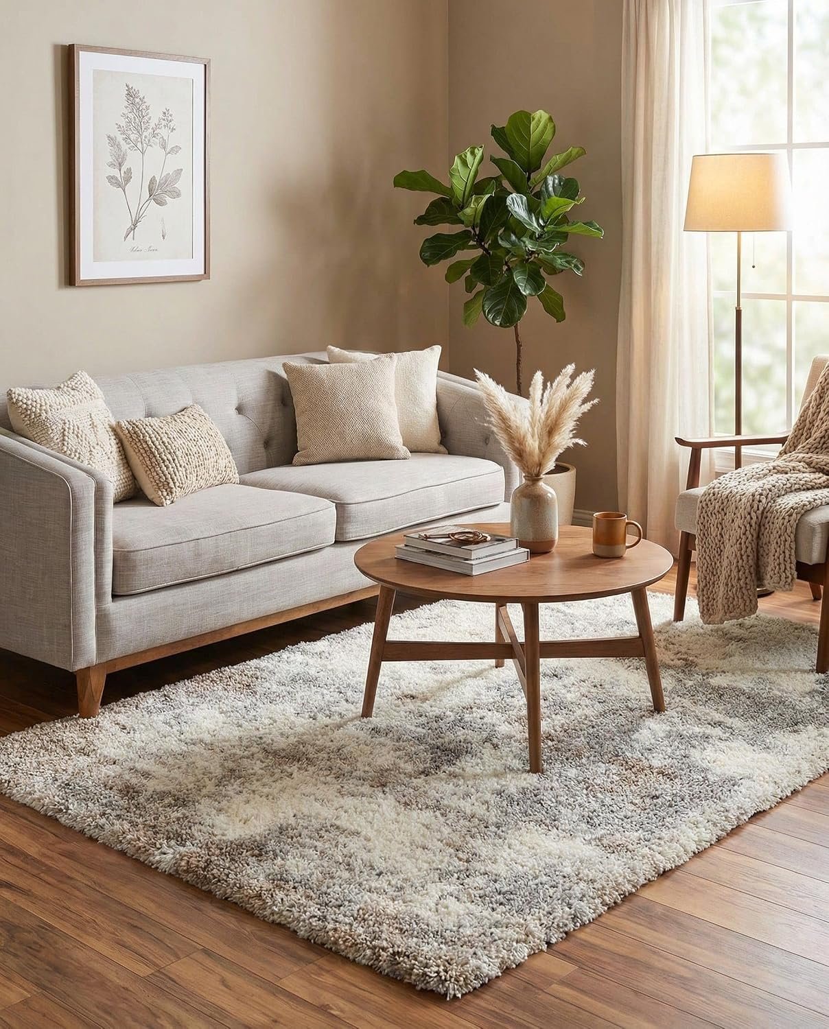 Rugs.com – Soft Touch Shag Rug – 5′ 3 x 8′ Khaki Shag Rug Modern Plush Decor for Bedrooms and Living Rooms