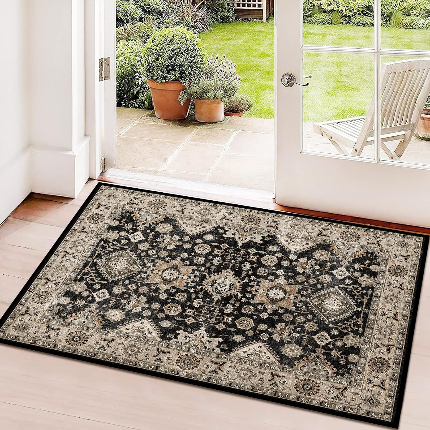 TOPRUUG Washable Runner Rug 2×3 Entryway Rug Door Mat Non Slip Runner Rugs with Rubber Backing Soft Kitchen Farmhouse Distressed Carpet for Living Room Bedroom Bathroom