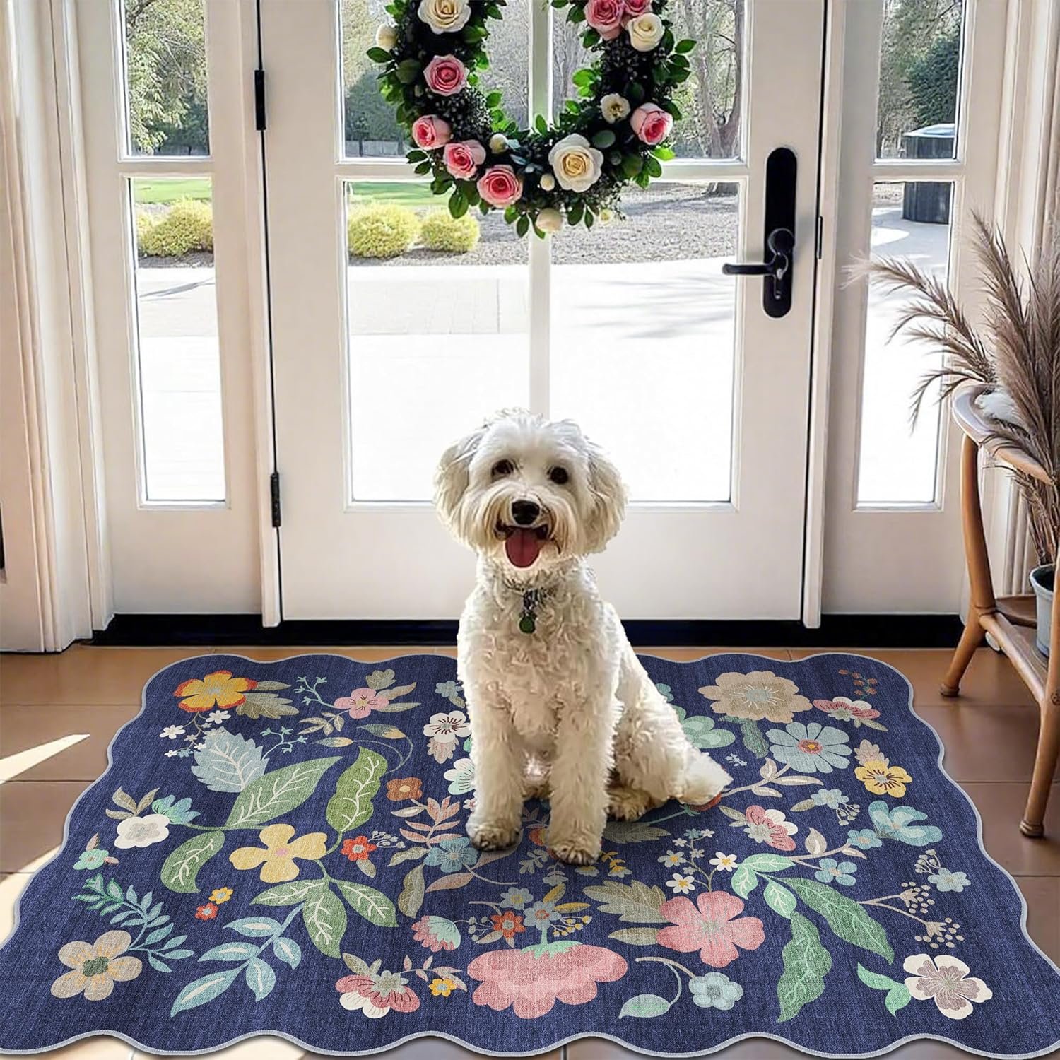 Washable 2×3 Area Rug for Entryway: Easy-Clean Carpet with Non-Slip Backing for Bedroom Kitchen Stain-Resistant Durable Low Pile Floor Mat – Perfect for High-Traffic Areas with Pets (2×3/Purple)