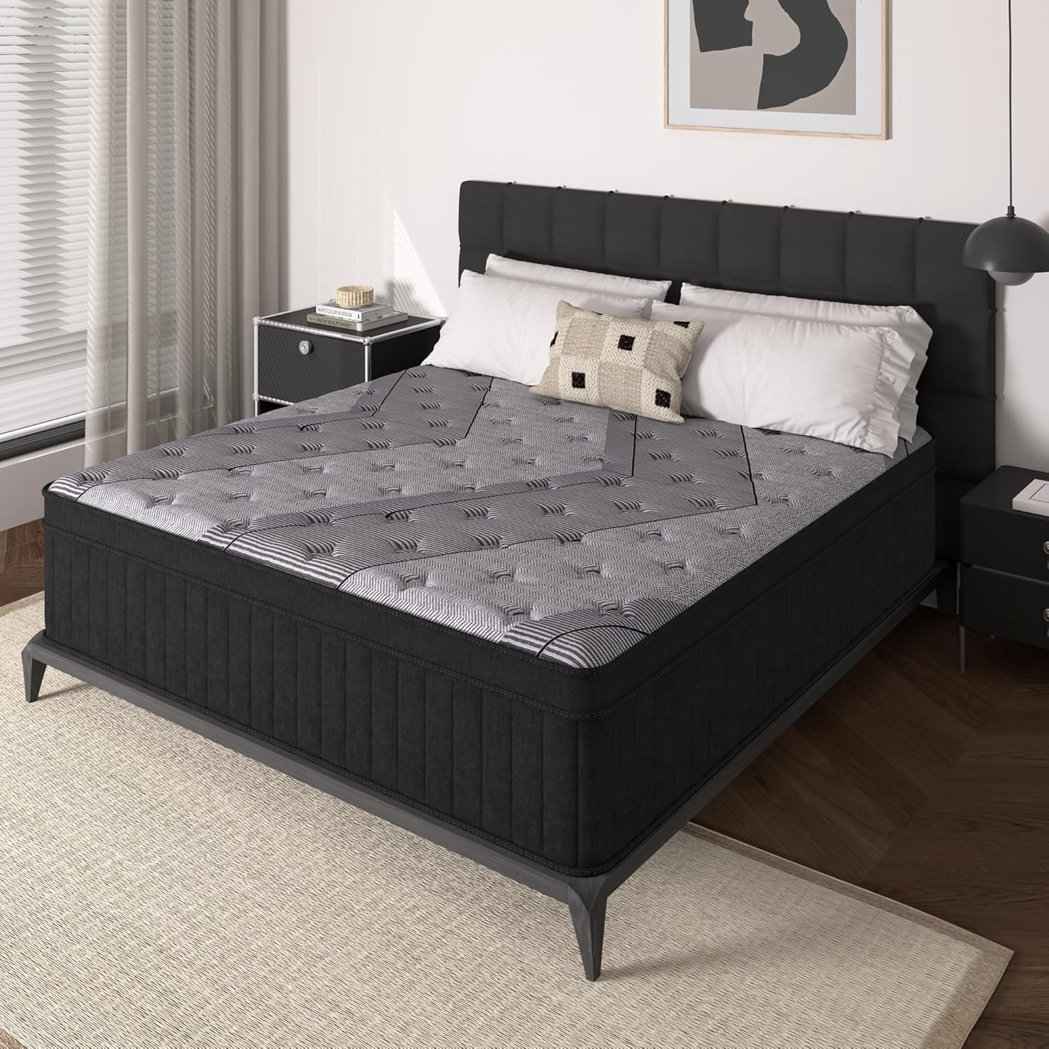 Queen Size Mattress, 12 Inch Hybrid Mattress in a Box, Medium Firm,Memory Foam and Individual Pocket Springs for Pressure Relief, CertiPUR-US Certified