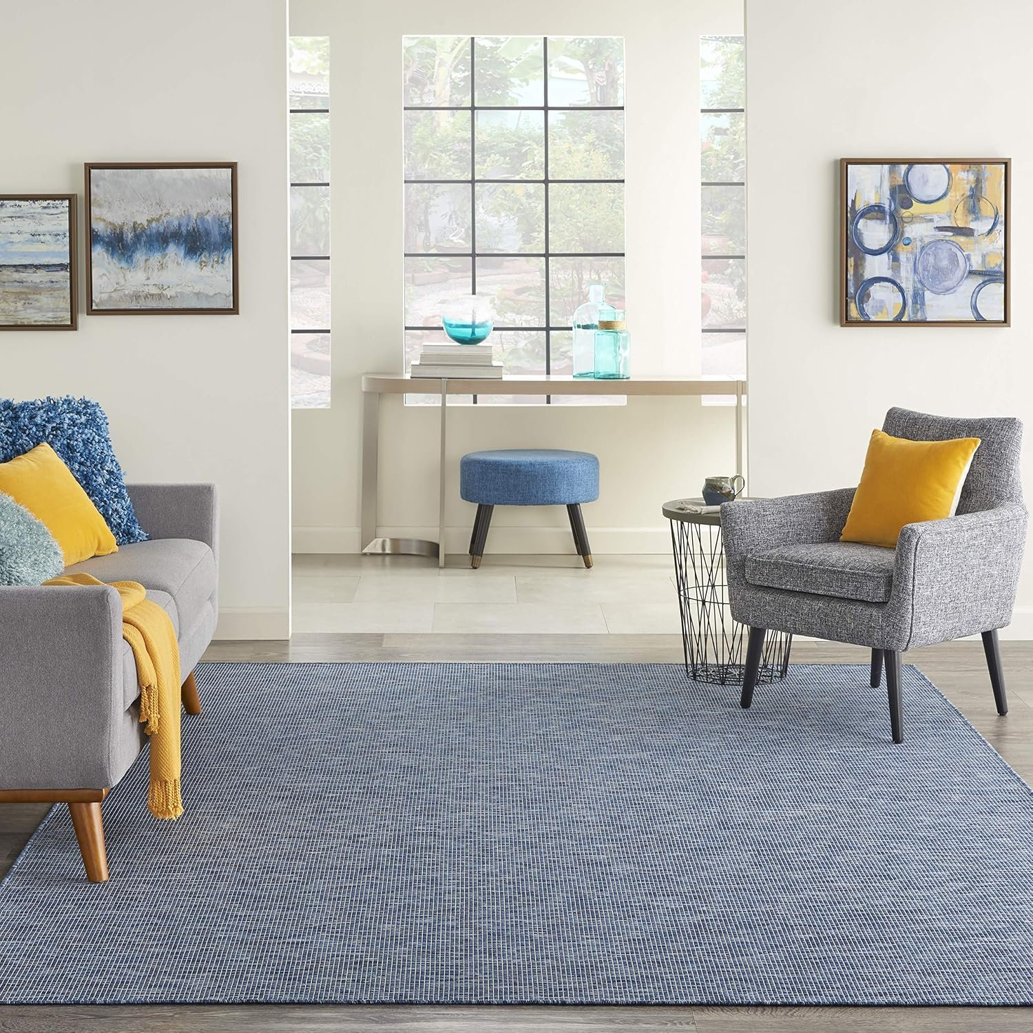 Nourison Home Positano Navy Blue 5′ x 7′ Area Rug – Easy Clean, Non Shedding, Bed Room, Living Room, Dining Room, Kitchen (5′ x 7′)