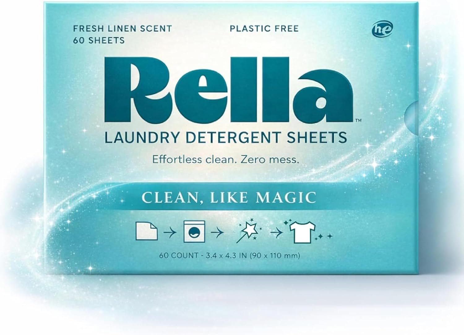 Rella Magical Laundry Detergent Sheets, 120 Loads | Fresh Scent, 60 Count | Dissolves Fast, Lifts Stains, Gentle on Skin | Heavy Jug Free, Plastic Free, Forever Chemical Free | Family Owned & Operated