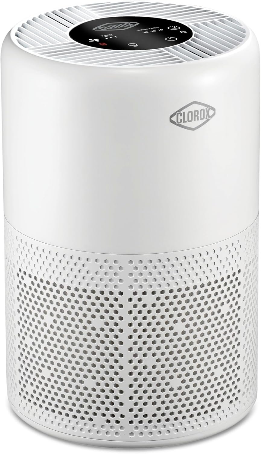 Clorox Small Room Turbo Air Purifiers for Home With True HEPA Filter | 613 Sq Ft | Reduces 99.9% of Mold, Viruses, Wildfire Smoke, Allergens, Pet Allergies, Dust | Whisper Quiet