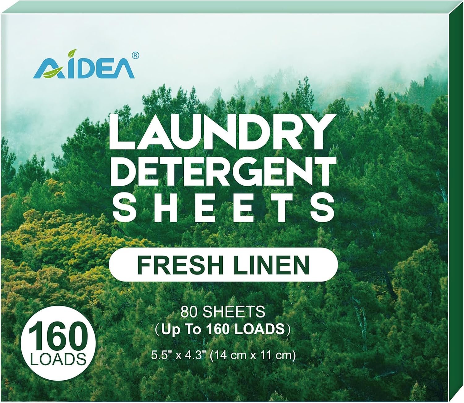AIDEA Laundry Detergent Sheets, Fresh Linen Scent-(160 Loads) 80 Sheets | Laundry Sheets, Washer Sheet Detergent, No Plastic Jug, Laundry Soap Sheet For Travel, Home Washing
